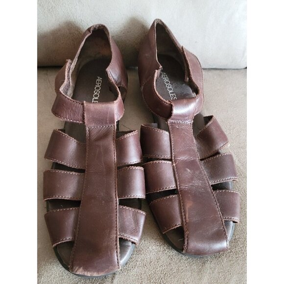 AEROSOLES Brown Leather Sandals - Picture 1 of 6
